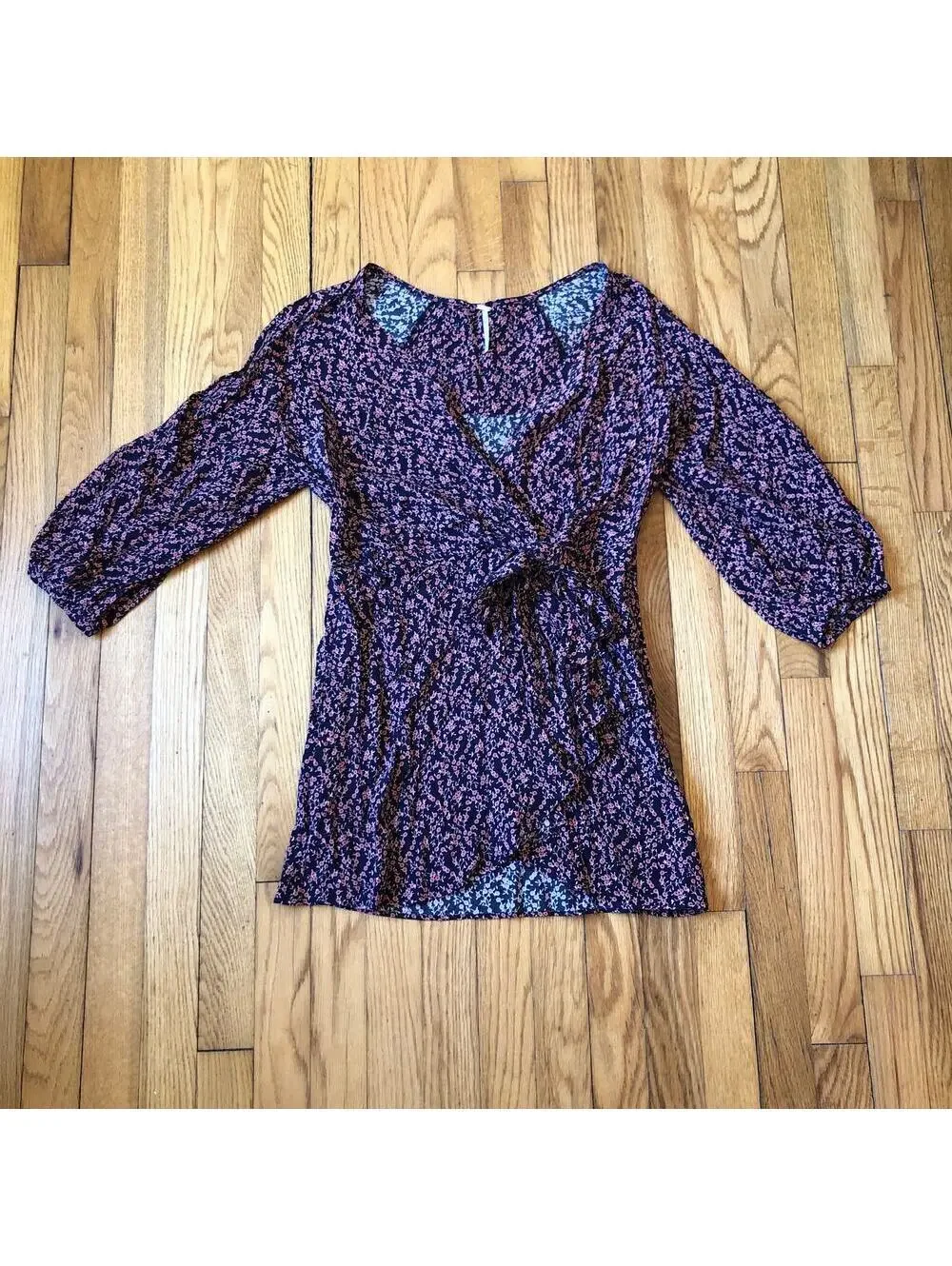 Free People EUC Women's Black Blush Clara Floral Tunic Size Small